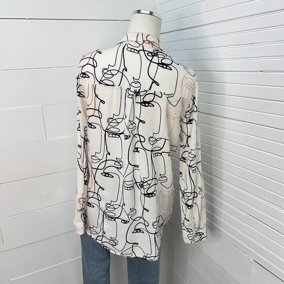 milk & honey Abstract Face Print Rayon Blouse - Picture 4 of 11